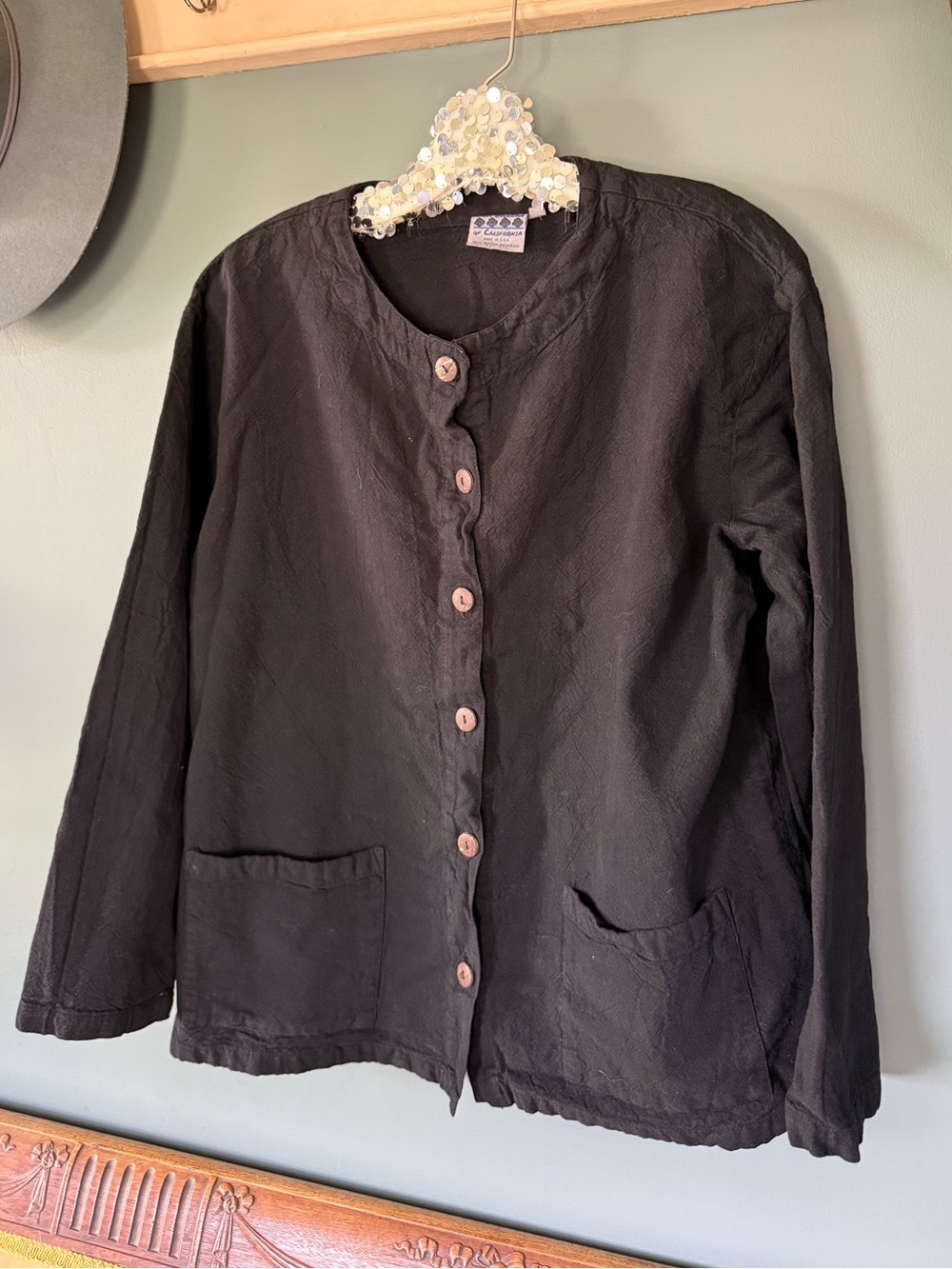 Vintage sea breeze Black Button-Front Lightweight cotton Jacket sz small - Picture 5 of 9